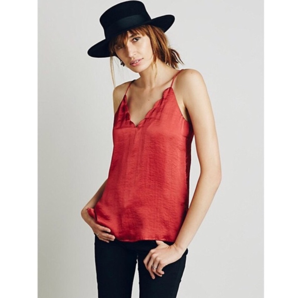 Free People Satin Scalloped Tank